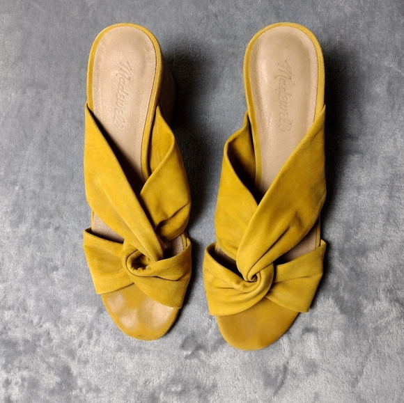 Madewell Yellow Mustard Block Heel Sandals Shoes Womens Size 9.5 M - Picture 1 of 6